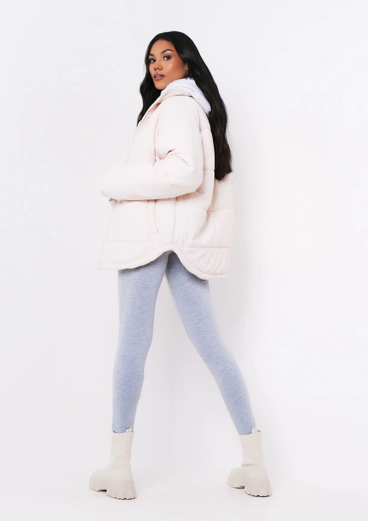 Demi Grey Thick Jersey Basic Leggings sold by Missy Empire product image thumbnail 4