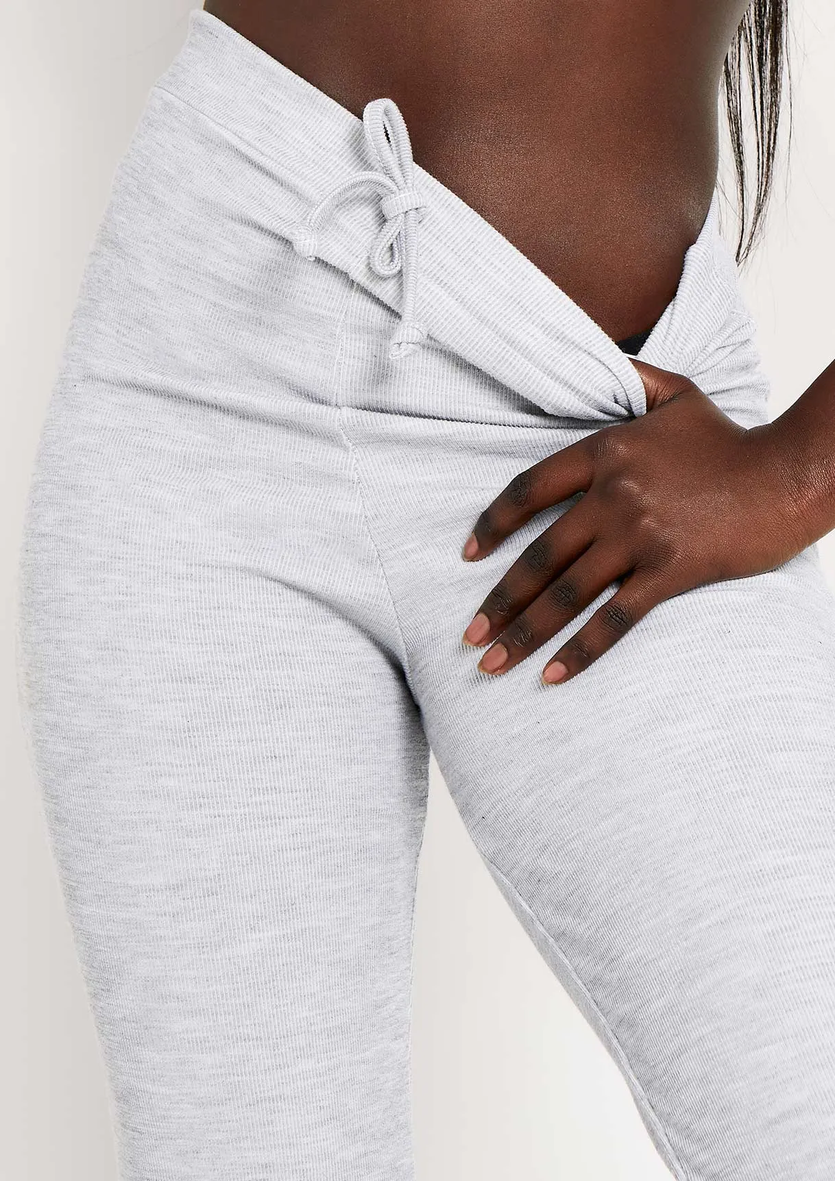 Sophie Grey Soft Ribbed Drawstring Joggers sold by Missy Empire product image thumbnail 2