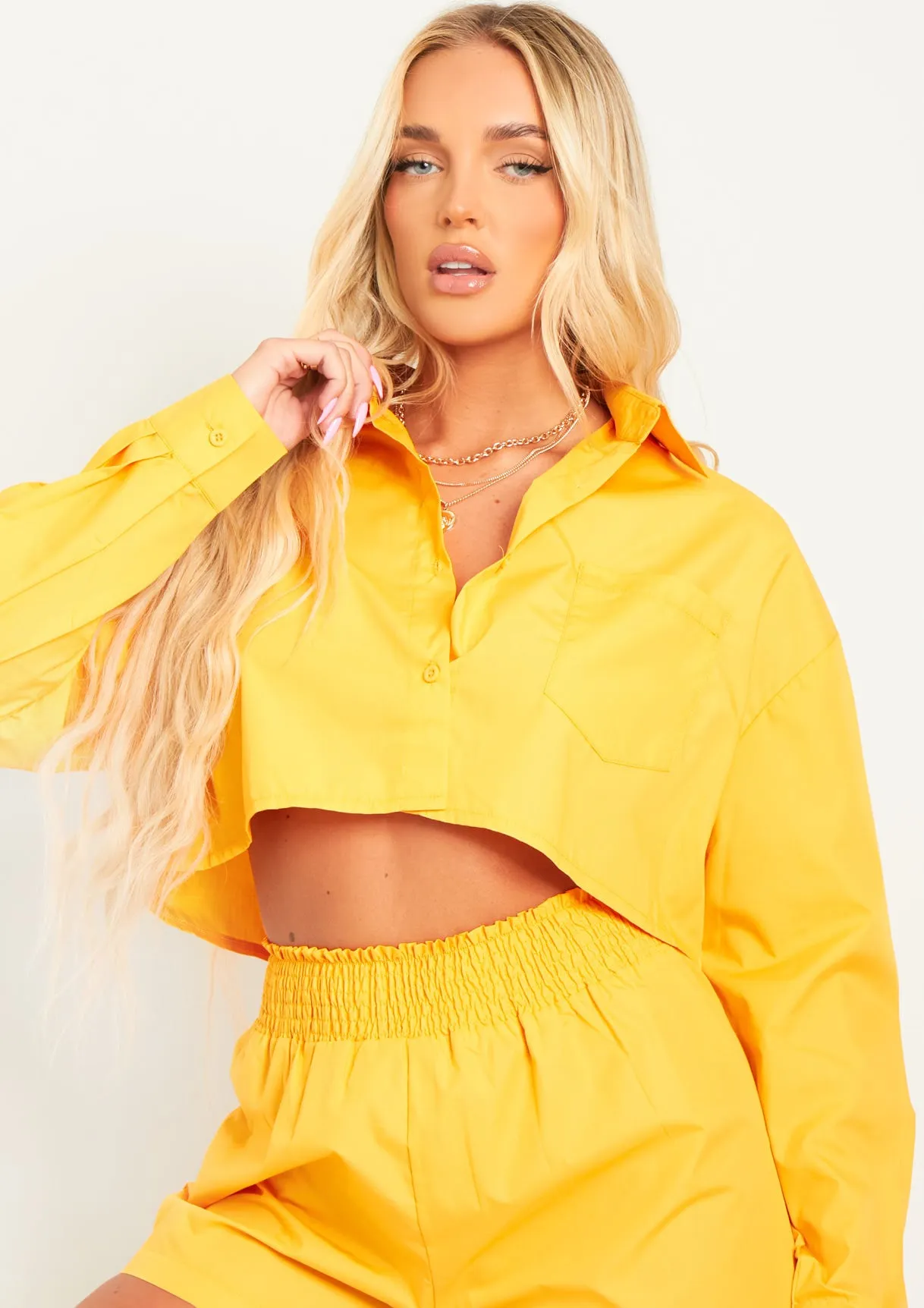 Remi Pastel Orange Cotton Crop Shirt sold by Missy Empire product image thumbnail 4