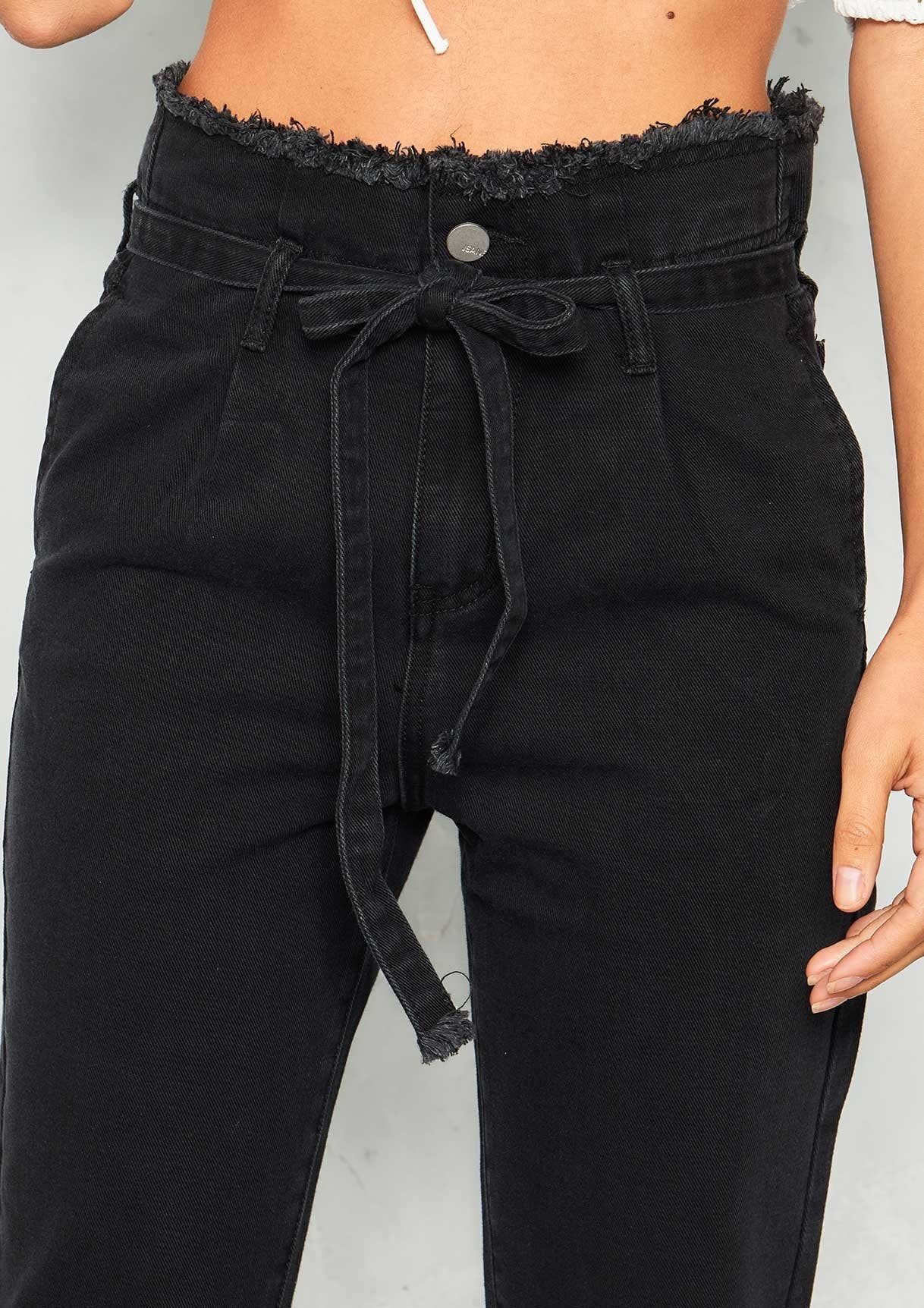 Janthia Black High Waist Paperbag Jeans sold by Missy Empire product image thumbnail 4