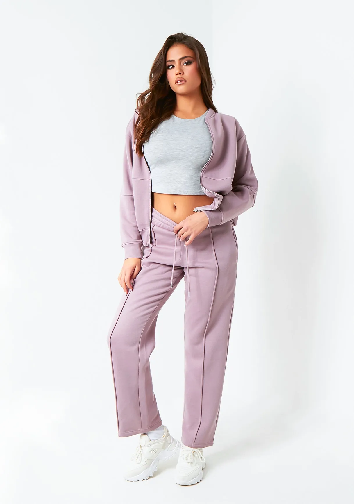 Tess Mauve Purple Bomber Jacket Sweatshirt sold by Missy Empire product image thumbnail 2