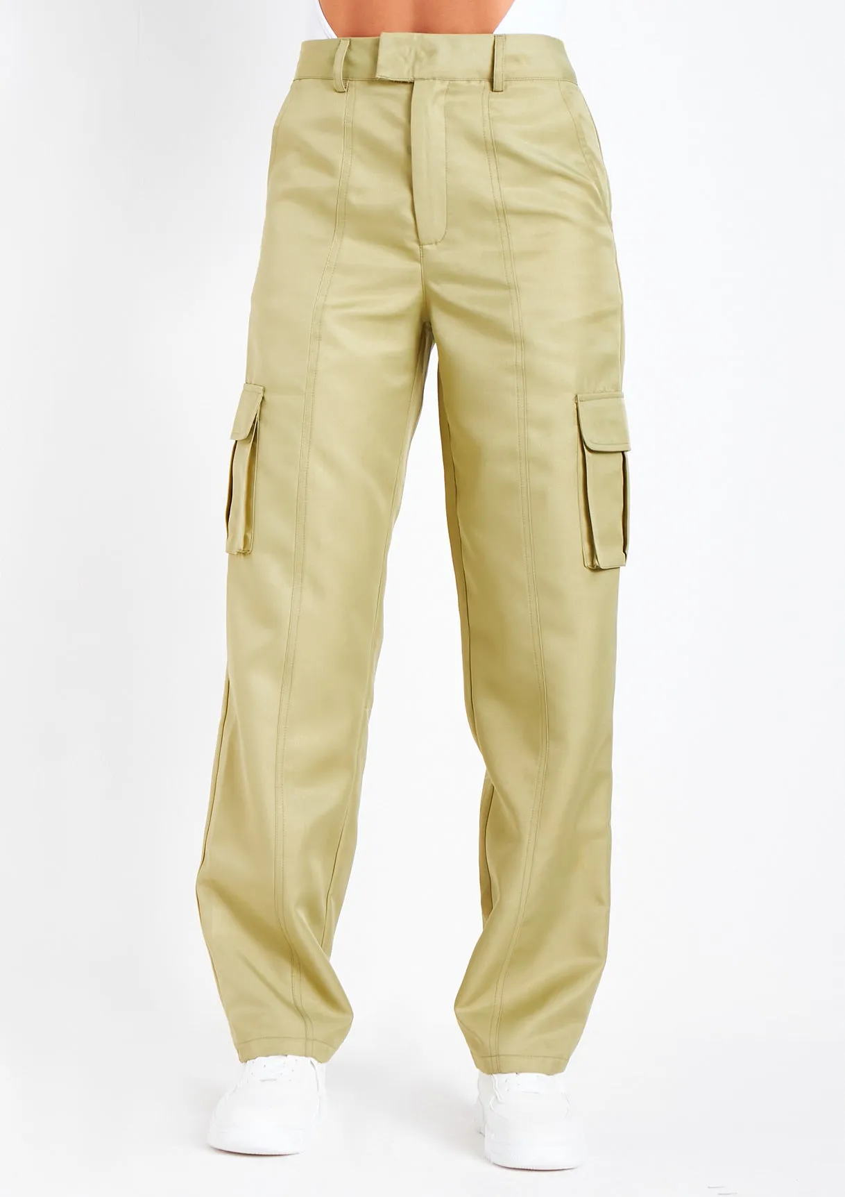 Kara Olive High Rise Cargo Pants sold by Missy Empire product image thumbnail 2