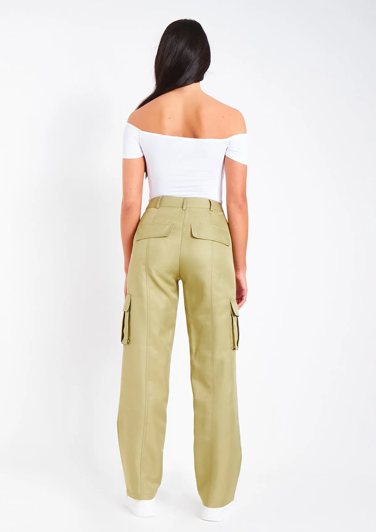Kara Olive High Rise Cargo Pants sold by Missy Empire product image thumbnail 3