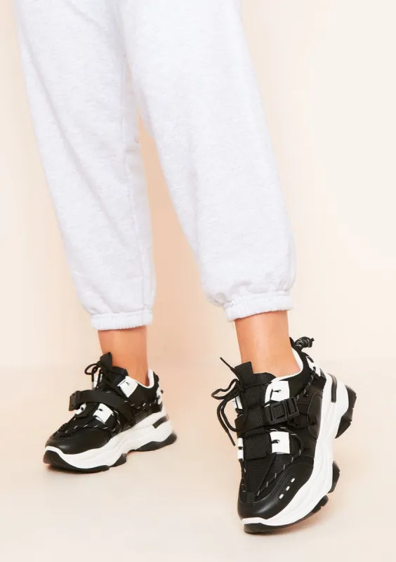 Aubrey Black Chunky Platform Mesh Trainers sold by Missy Empire