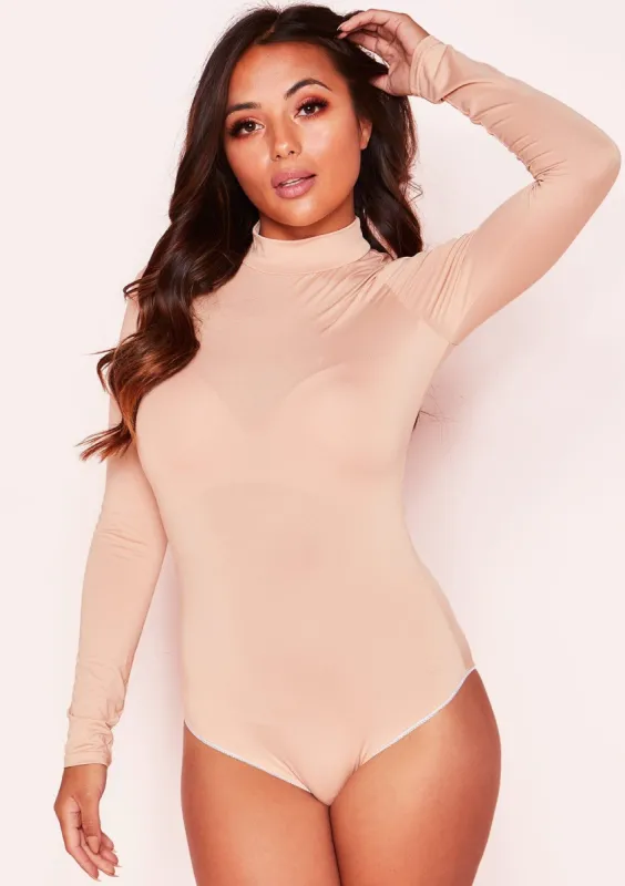 Josie Nude High Neck Bodysuit sold by Missy Empire