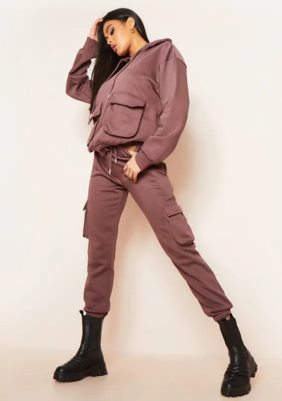Bria Mocha Front Pocket Loungewear Set made by Missy Empire