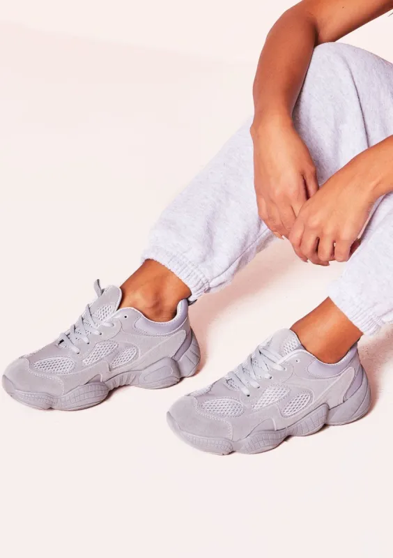 Kim Grey Mesh Panel Trainers sold by Missy Empire