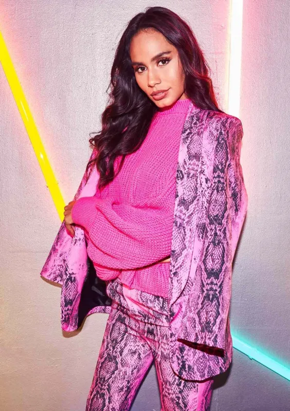 Erica Neon Pink Snake Print Blazer sold by Missy Empire