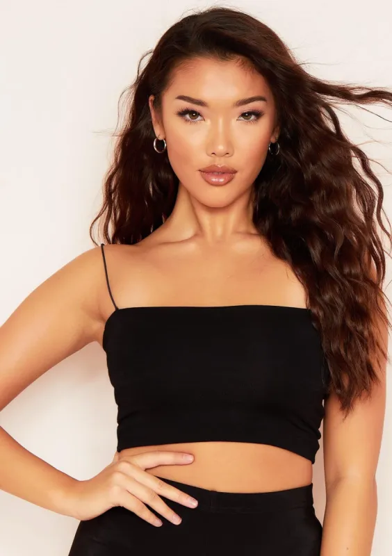 Chris Black Double Thickness Thin Strap Crop Top sold by Missy Empire