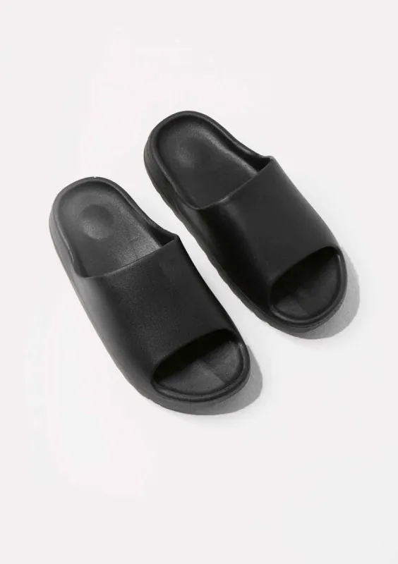 Rebecca Black Rubber Ribbed Sole Sliders sold by Missy Empire