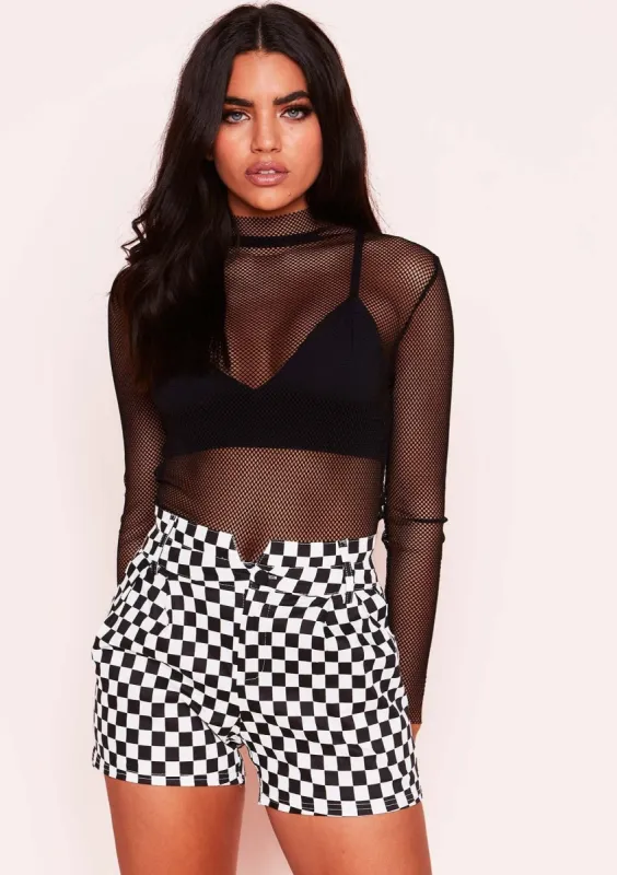 Amelia Black Mesh Long Sleeve Top sold by Missy Empire