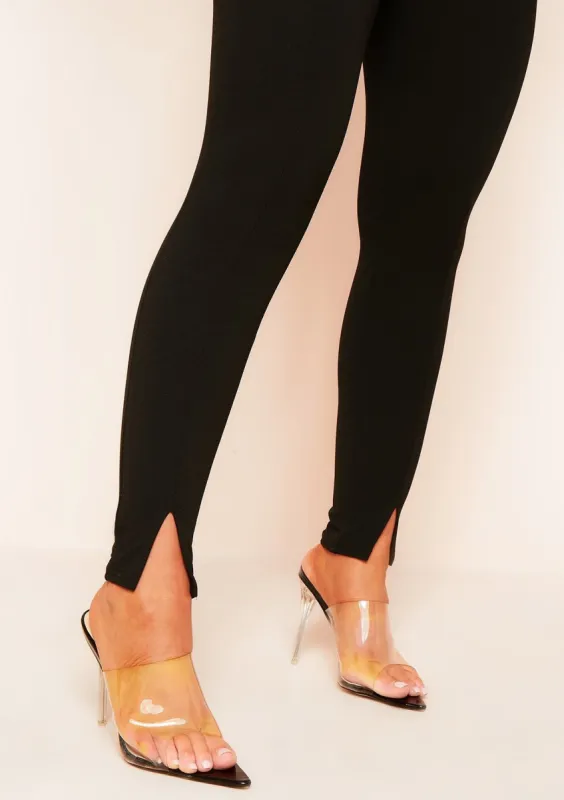 Mia Black Split Hem Trousers sold by Missy Empire