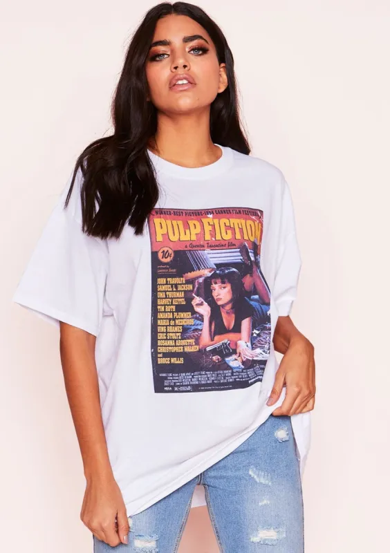 Mia White Graphic Oversized T-Shirt sold by Missy Empire