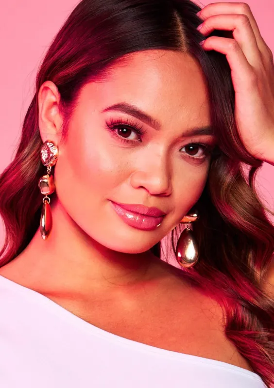 Katie Gold Pendant Drop Earrings sold by Missy Empire