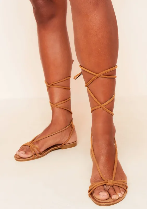 Heidi Beige Tie Up Strappy Sandals sold by Missy Empire