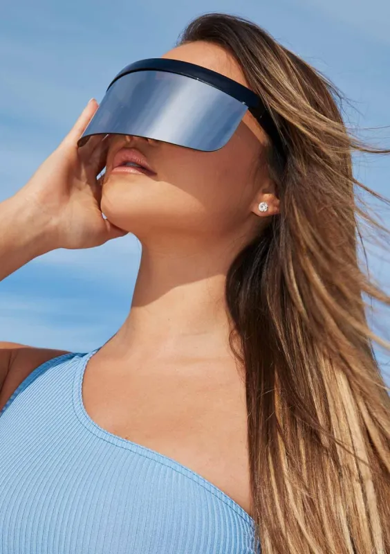 Una Black Visor Sunglasses sold by Missy Empire
