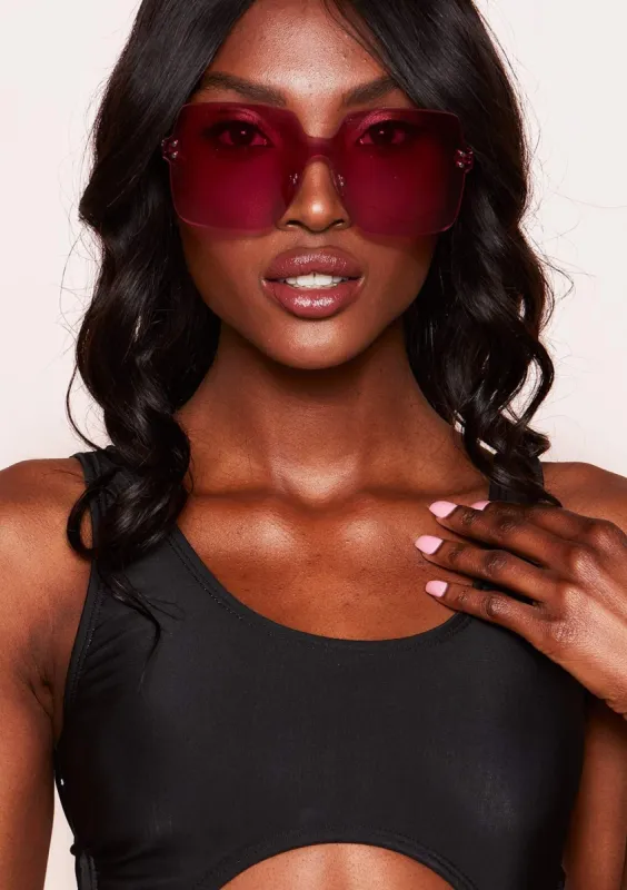 Raven Pink Square Sunglasses sold by Missy Empire