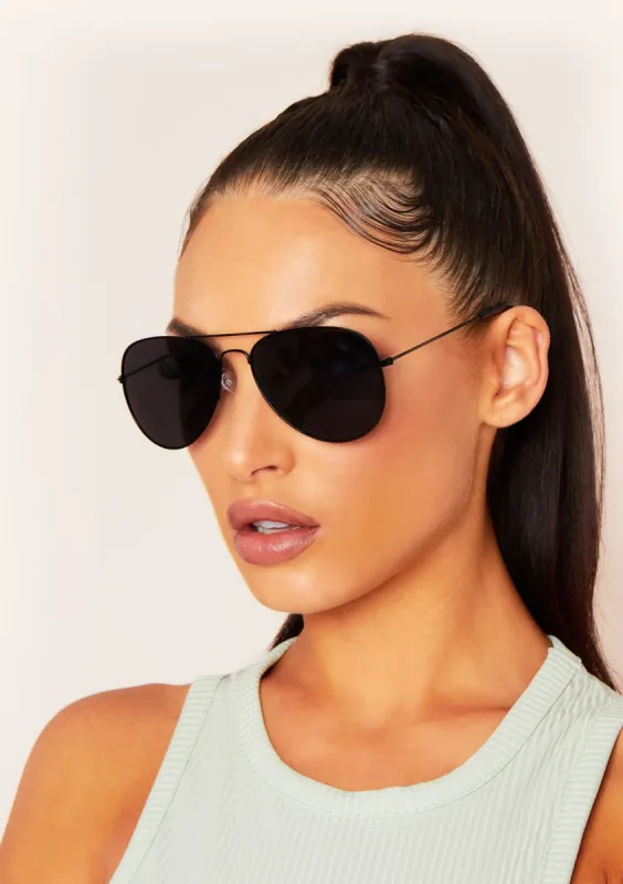 Jade Black Metal Aviator Sunglasses sold by Missy Empire
