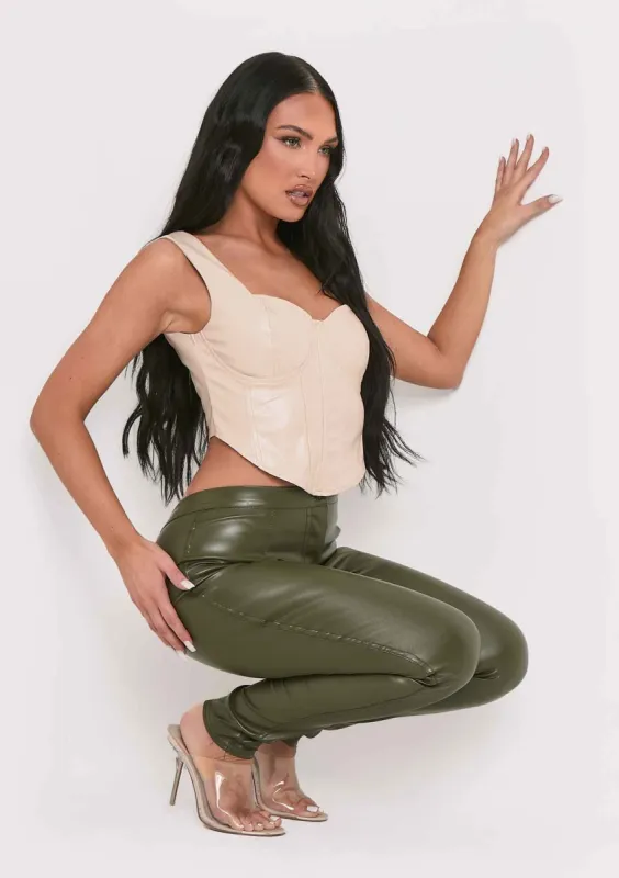 Bronya Stone PU Corset Top sold by Missy Empire