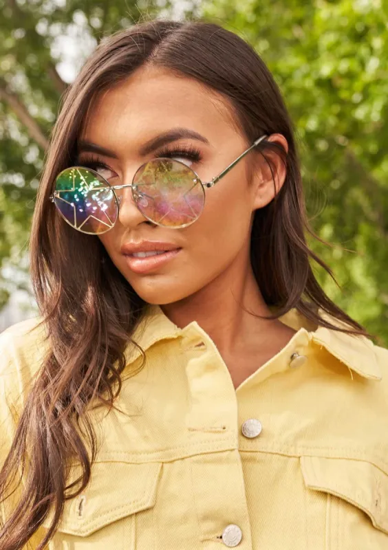 Una Multicoloured Star Circle Sunglasses made by Missy Empire