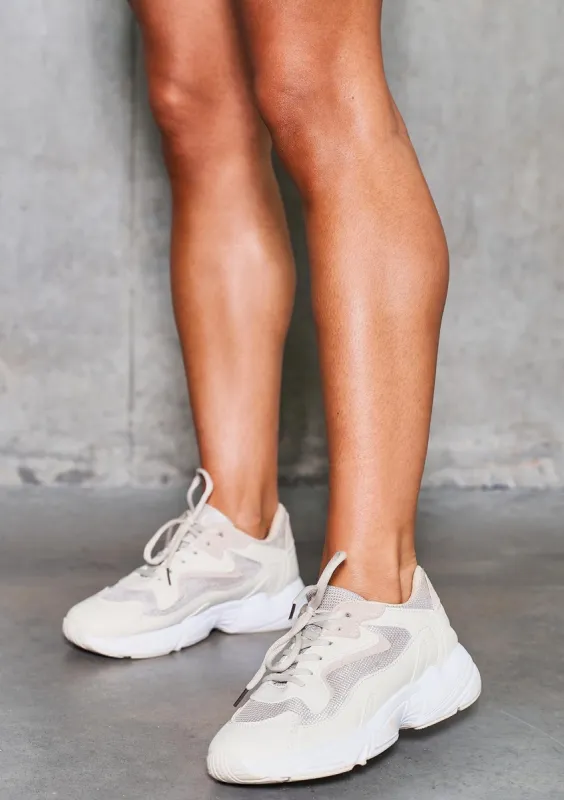Jenny Beige Chunky Panelled Detail Trainers sold by Missy Empire