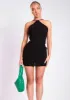 Emma Black Tie Back Knitted Pointed Hem Crop Top sold by Missy Empire