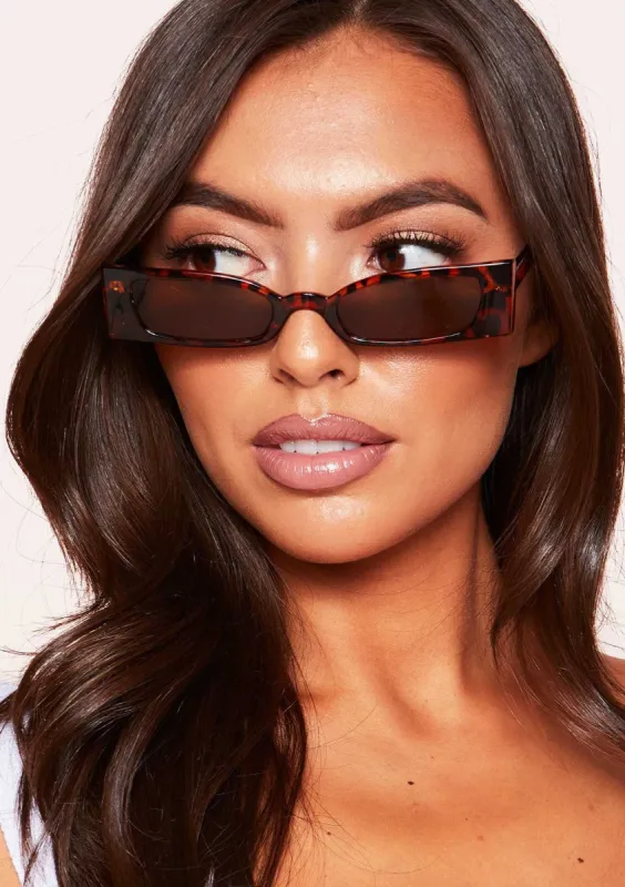 Alexis Tortoise Shell Skinny Retro Sunglasses sold by Missy Empire