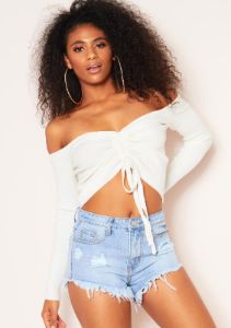 Zara White Knit Ruched Crop Top sold by Missy Empire