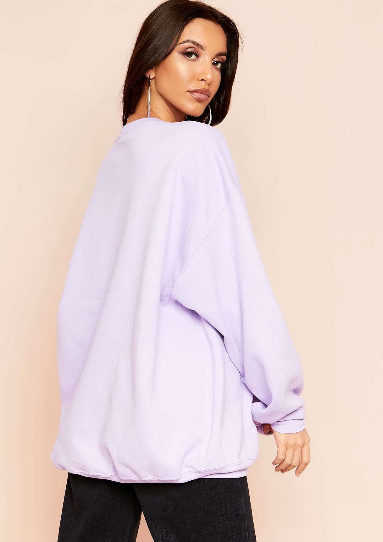 Ariana Lilac Basic Slogan Oversized Sweatshirt sold by Missy Empire product image thumbnail 4