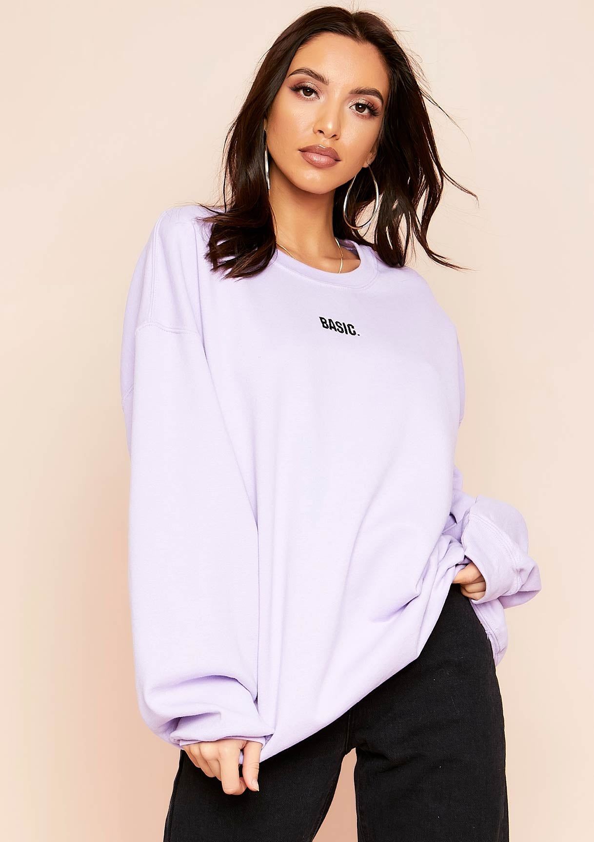 Ariana Lilac Basic Slogan Oversized Sweatshirt sold by Missy Empire product image thumbnail 2