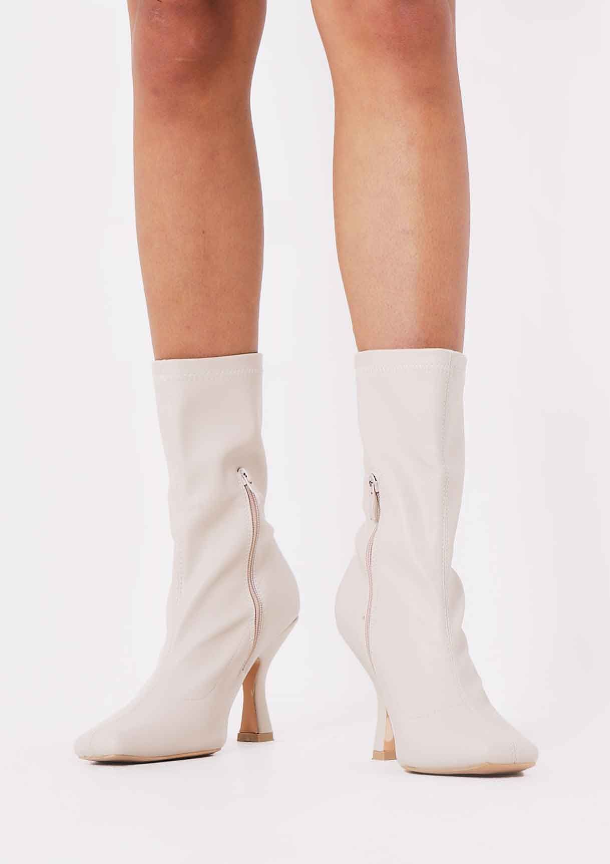 Farah Beige PU High Heel Ankle Boots sold by Missy Empire product image thumbnail 2