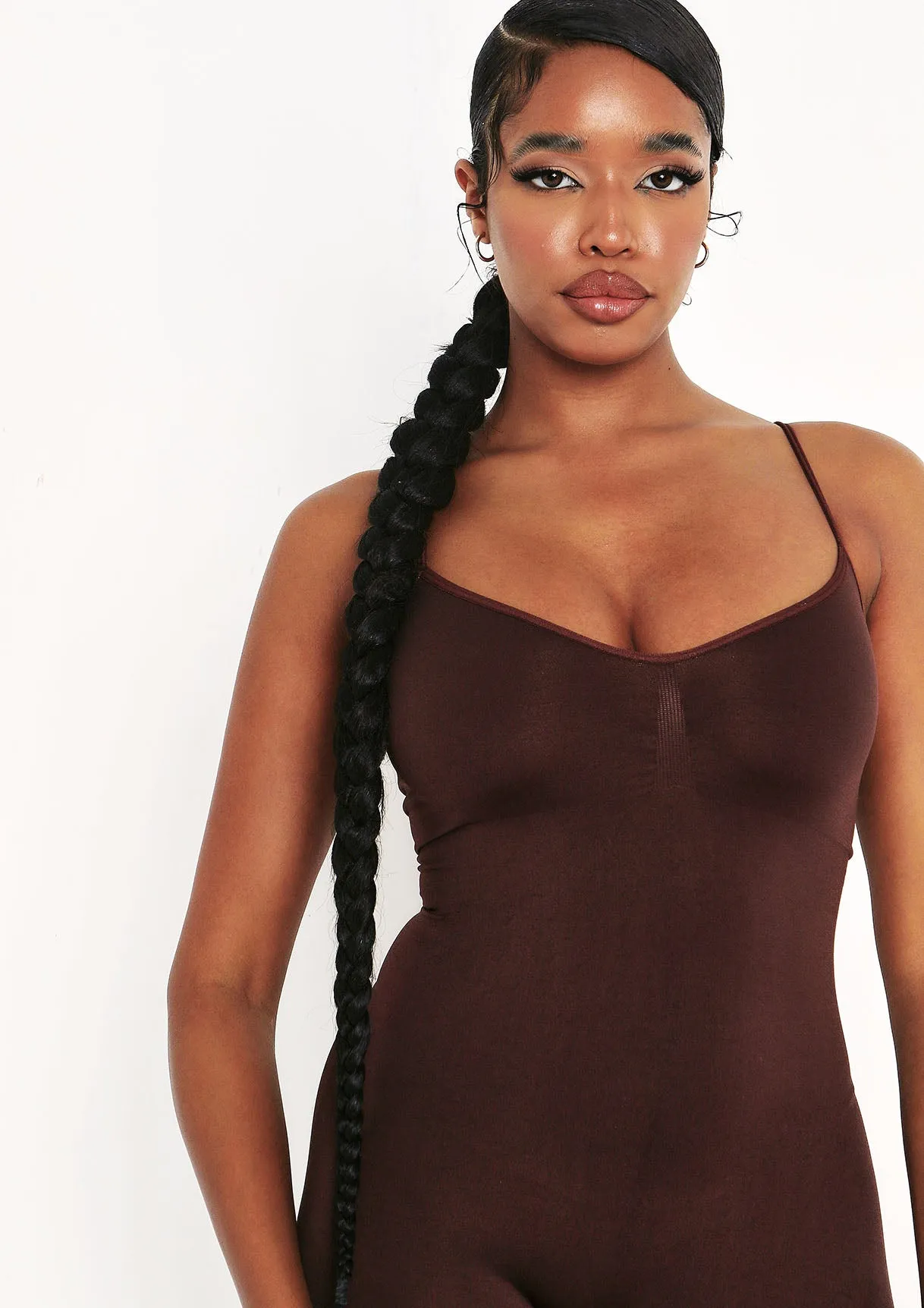 Adele Chocolate Seamless Strappy All In One Jumpsuit sold by Missy Empire product image thumbnail 4