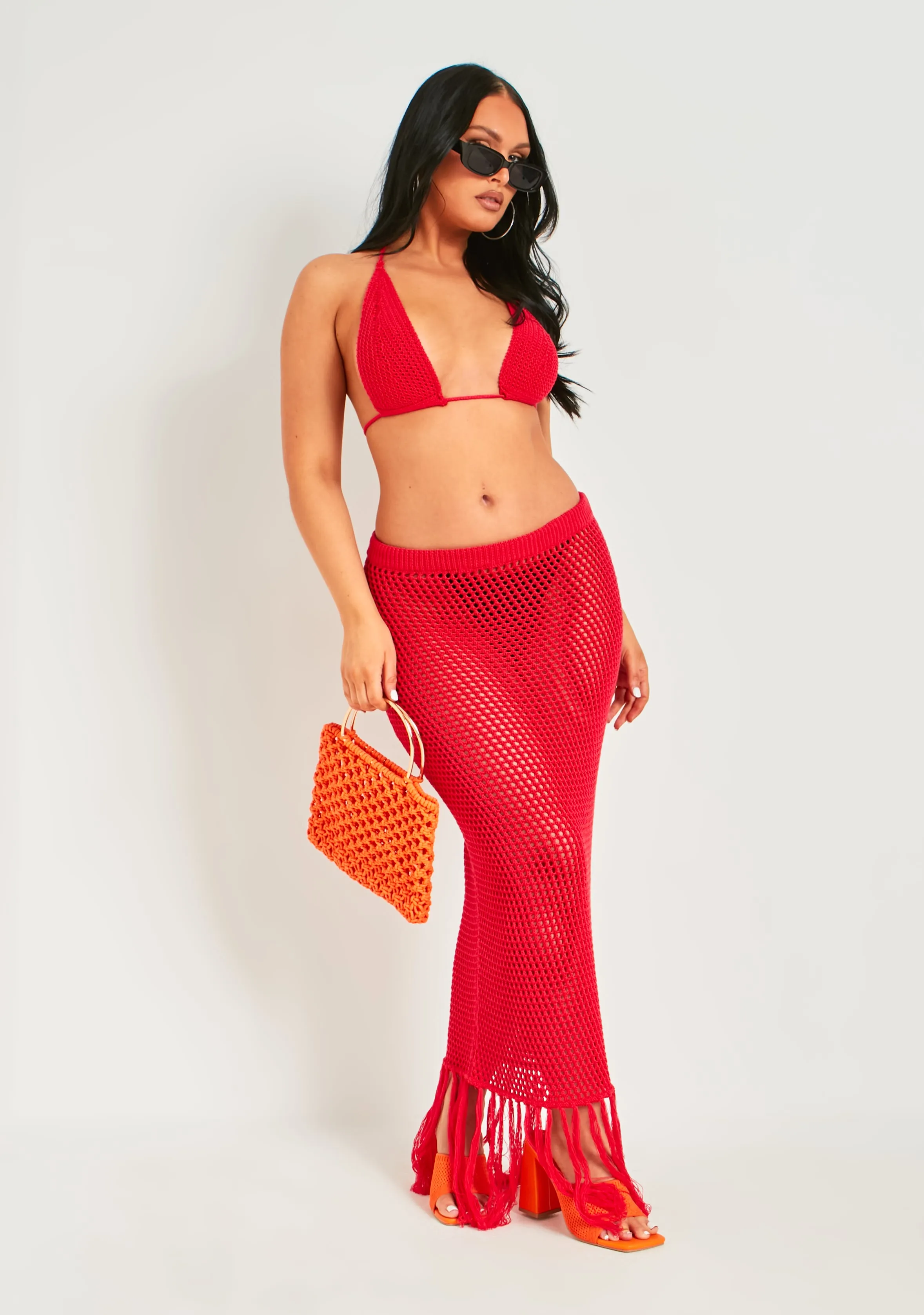 Emberlyn Red Knitted Bralet sold by Missy Empire product image thumbnail 4
