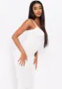 Serena Cream Knitted Strappy Jumpsuit sold by Missy Empire