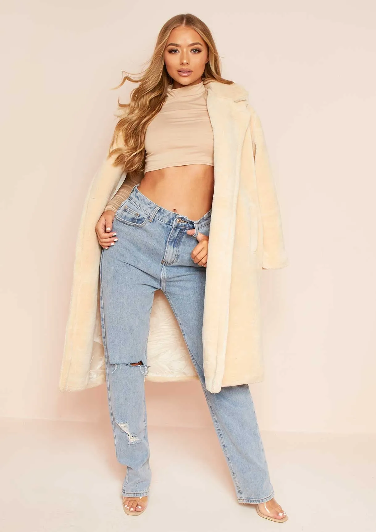 Juna Beige Basic Jersey High Neck Crop Top sold by Missy Empire product image thumbnail 4