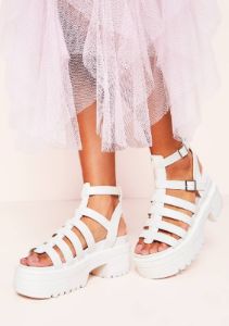 Megan White Chunky Gladiator Sandals sold by Missy Empire