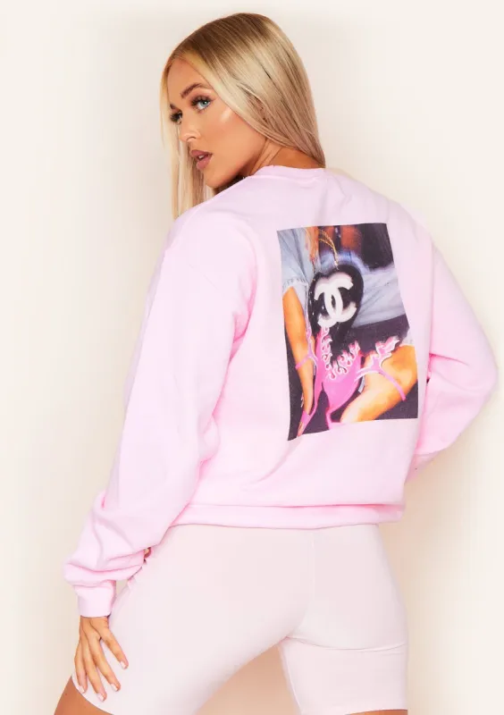 Adriana Pink Flame Graphic Oversized Sweatshirt sold by Missy Empire