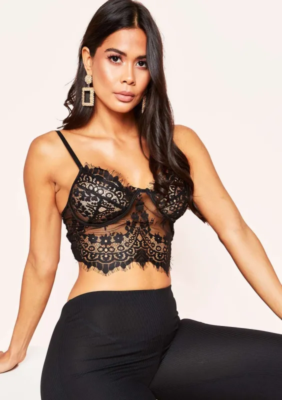 Courtney Black Lace Bralet made by Missy Empire