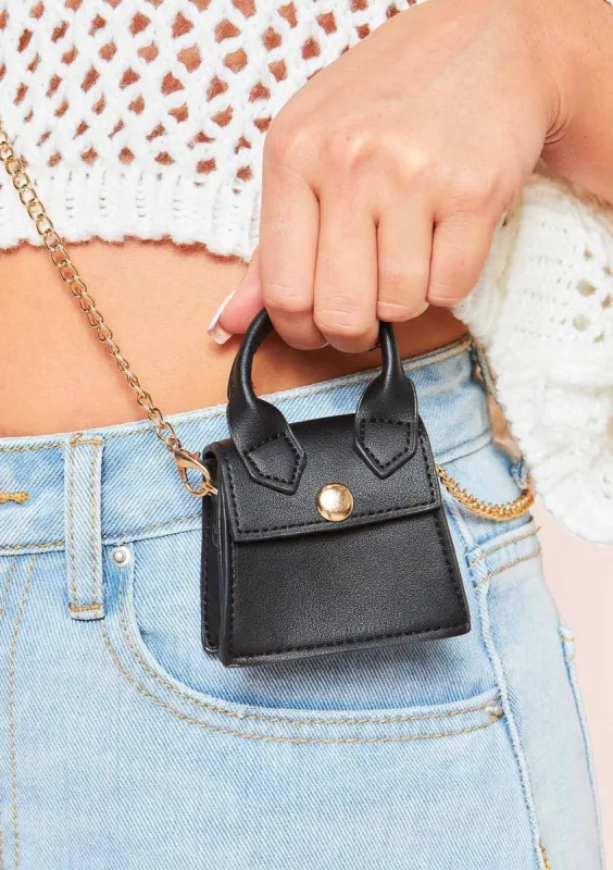 Lucy Black Extreme Mini Chain Bag made by Missy Empire