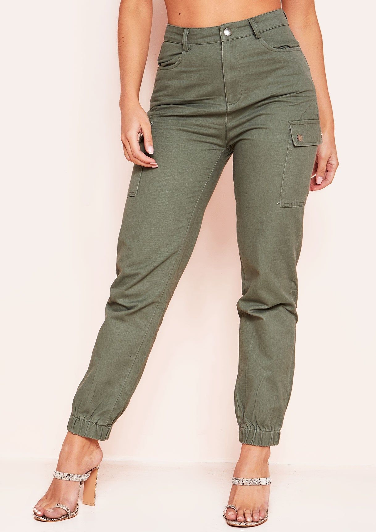 Kira Khaki Pocket Cargo Trousers sold by Missy Empire product image thumbnail 3