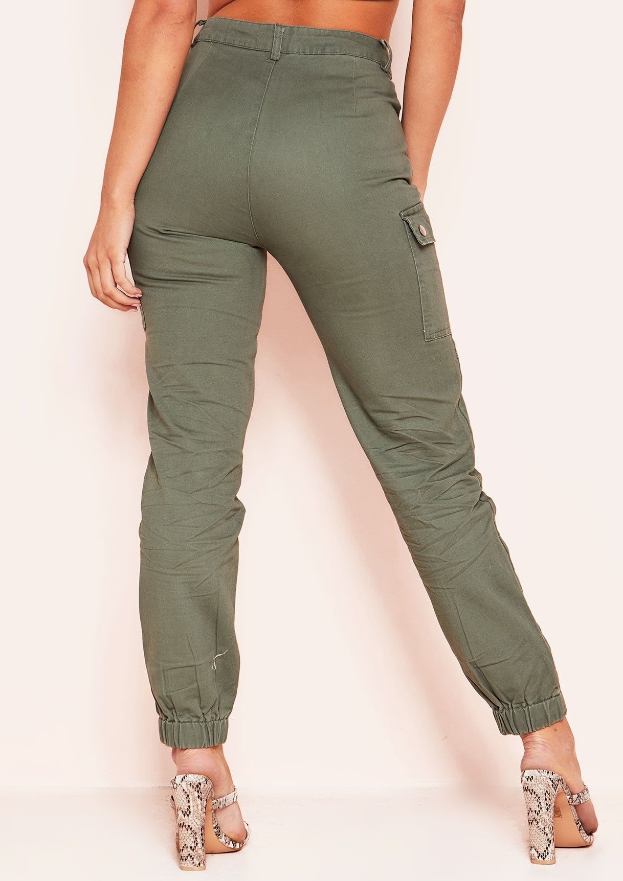 Kira Khaki Pocket Cargo Trousers sold by Missy Empire product image thumbnail 4