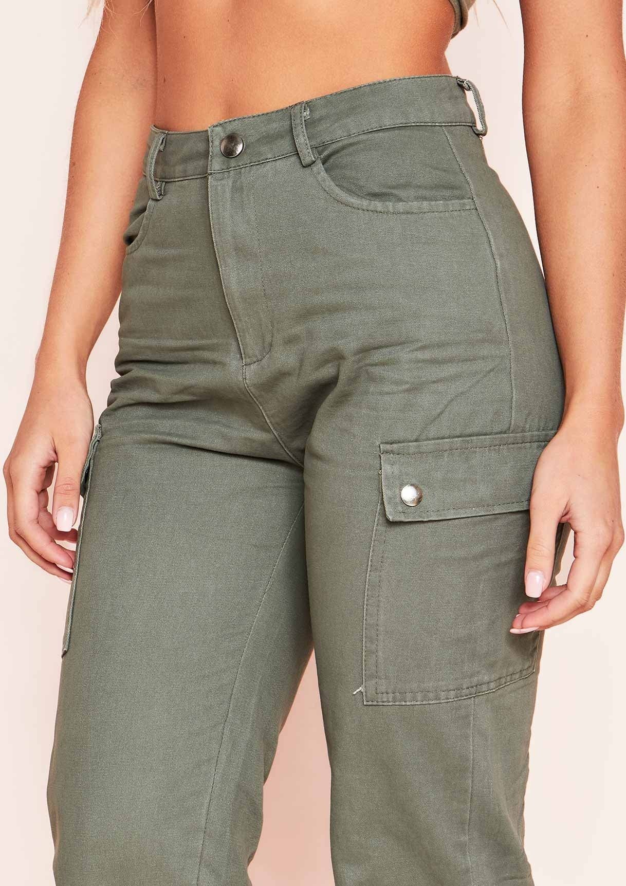Kira Khaki Pocket Cargo Trousers sold by Missy Empire product image thumbnail 5