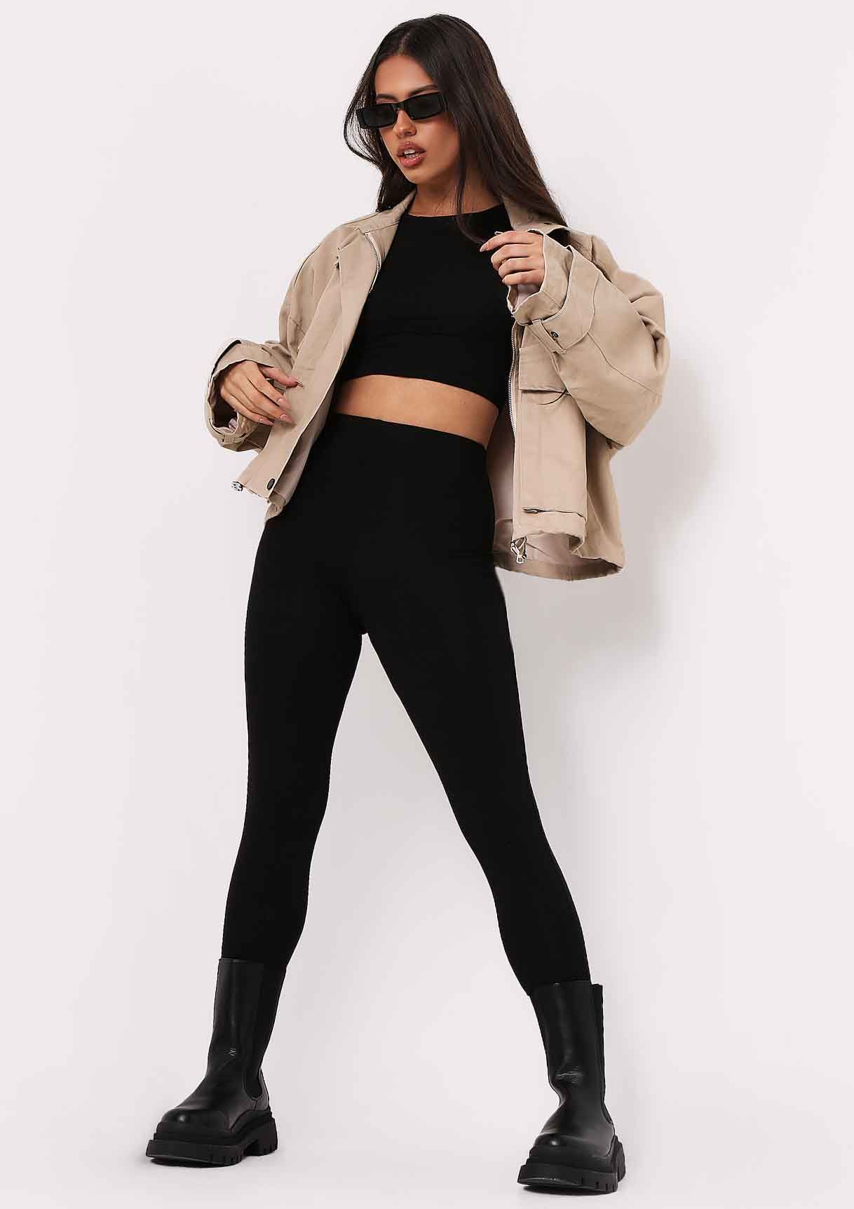 Demi Black Thick Jersey Basic Leggings sold by Missy Empire