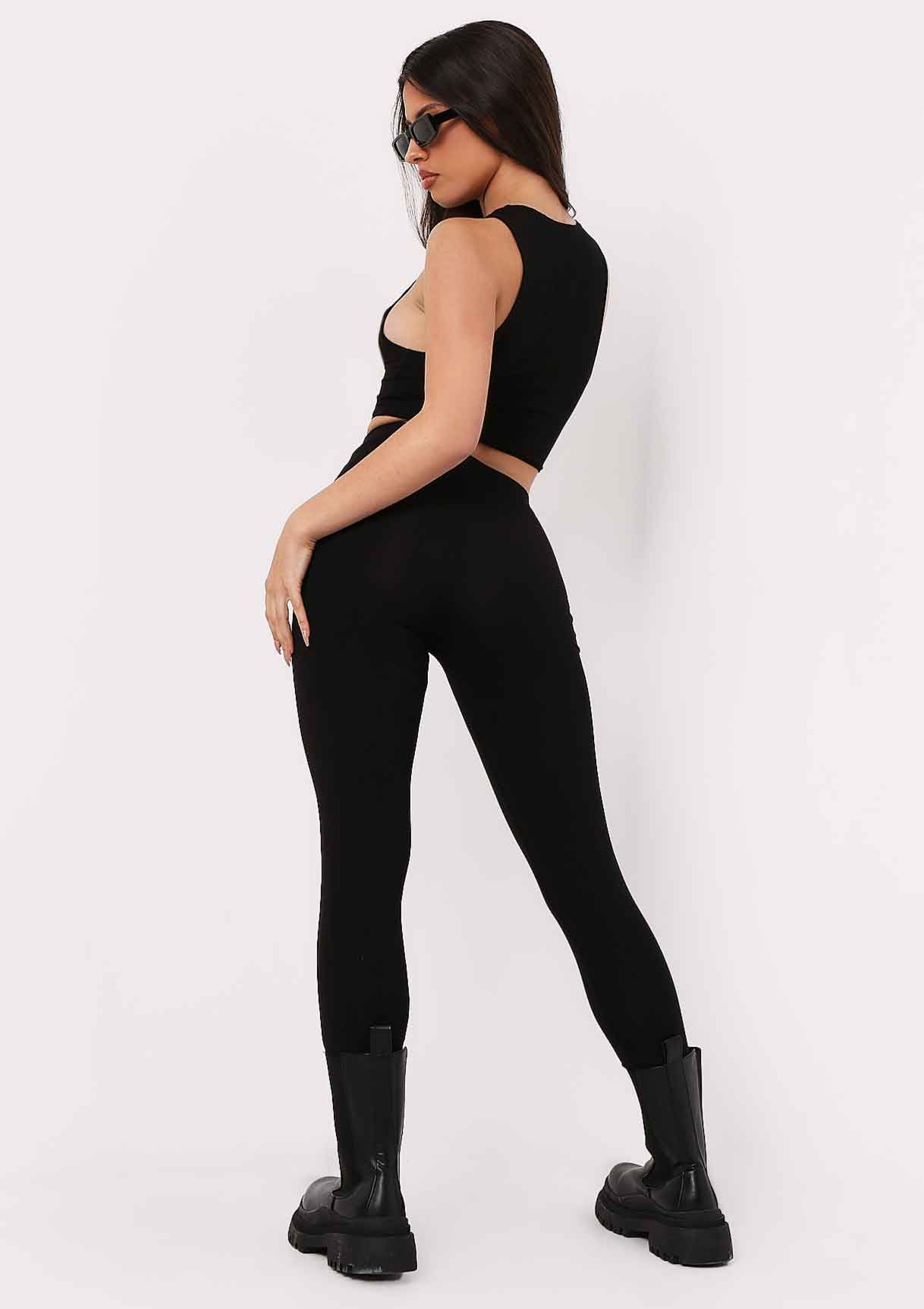 Demi Black Thick Jersey Basic Leggings sold by Missy Empire product image thumbnail 3