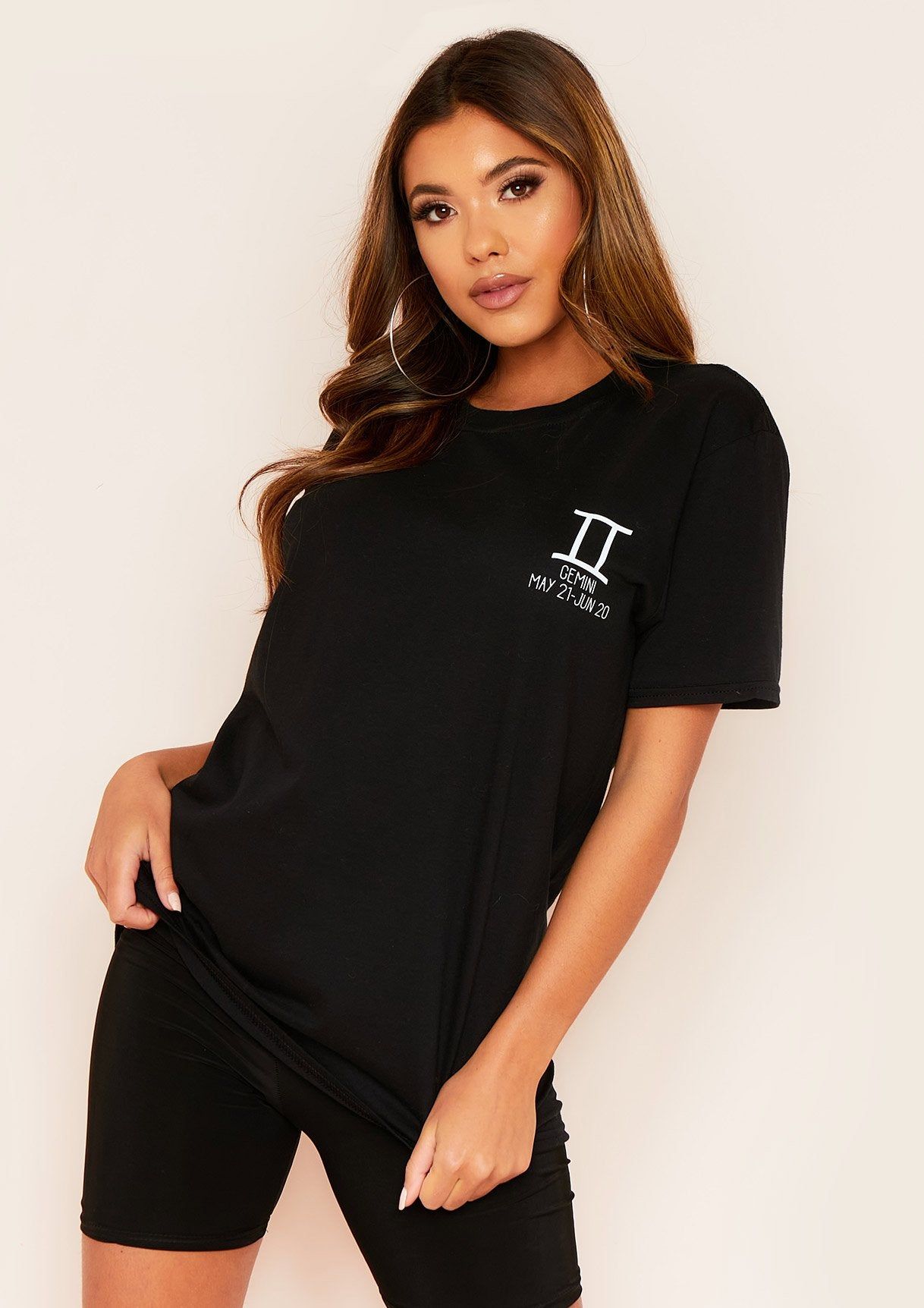 Marisol Black Gemini Horoscope T-Shirt sold by Missy Empire