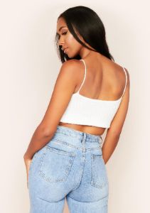 Katy White Knitted Rib Crop Top sold by Missy Empire