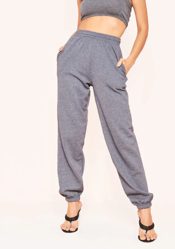 Rebecca Charcoal Casual Joggers made by Missy Empire