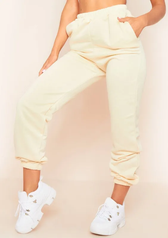 Hilma Cream Casual Loopback Joggers sold by Missy Empire