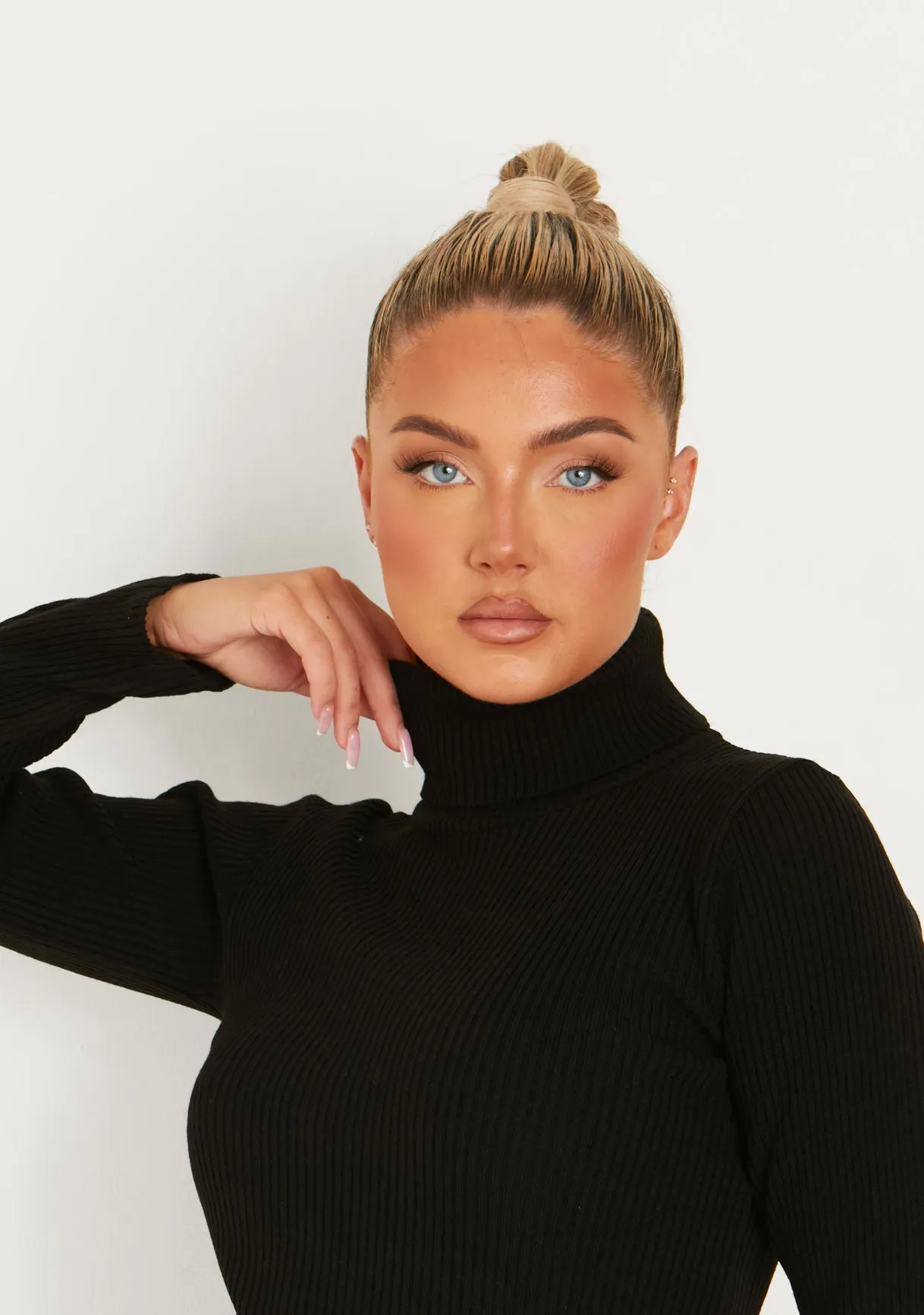 Nikita Black Roll Neck Knitted Mini Dress sold by Missy Empire product image thumbnail 3