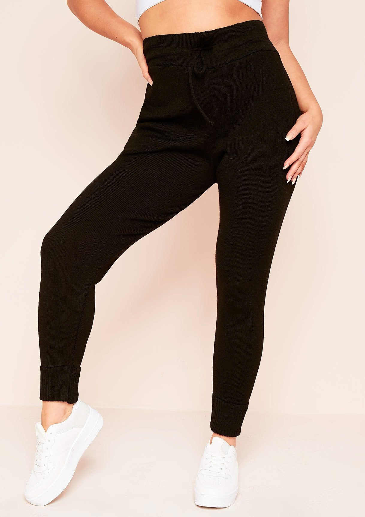 Jenniya Black Knitted Jogger Bottoms sold by Missy Empire product image thumbnail 2